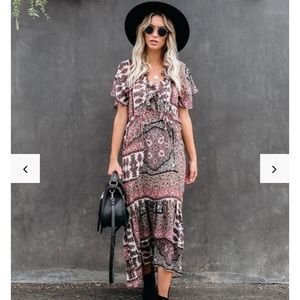 Printed Ruffle Maxi Dress